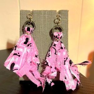 Pink bandanna earrings
